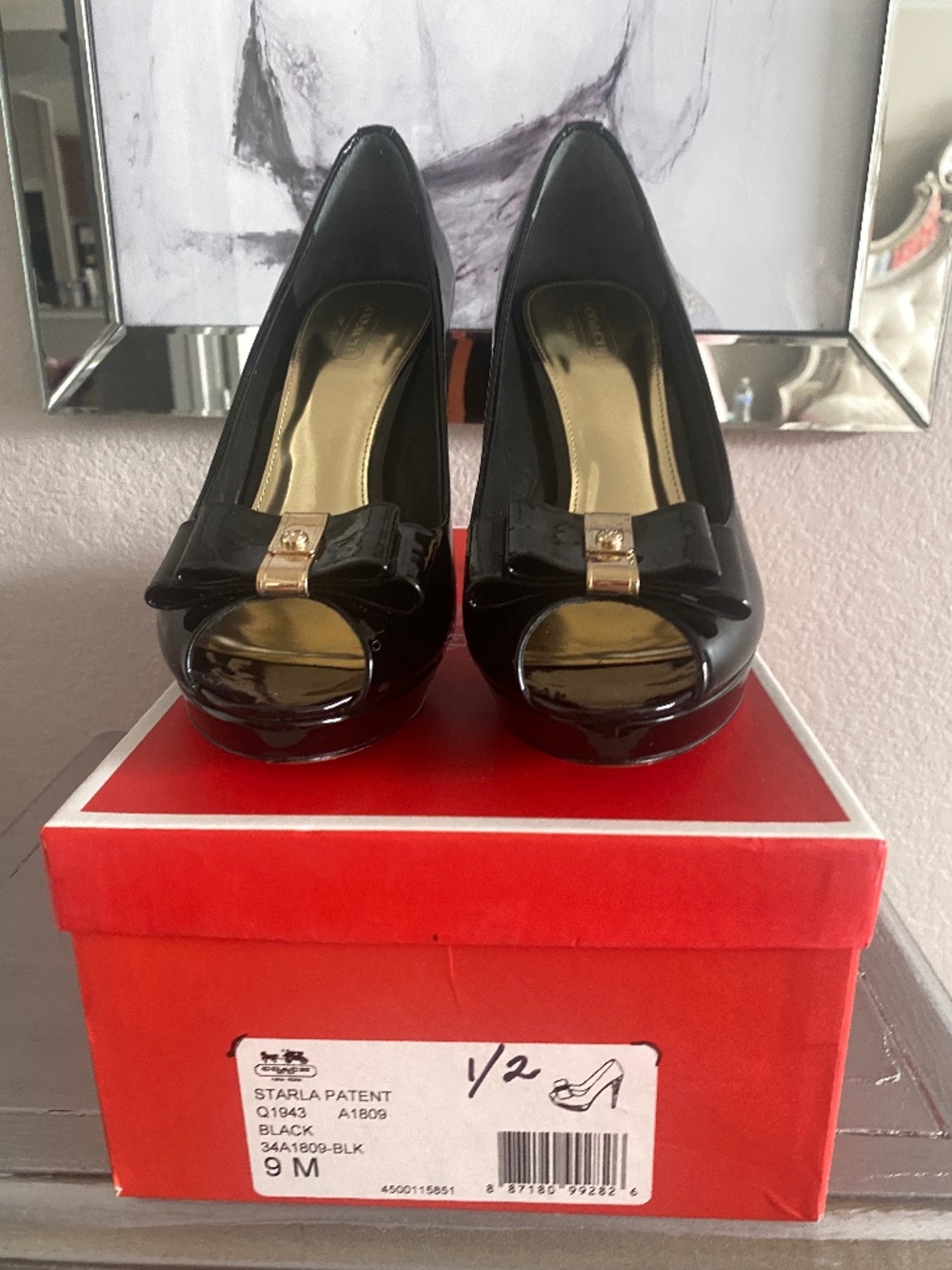 COACH STARLA PATENT LEATHER BLACK HEELS SIZE 9M